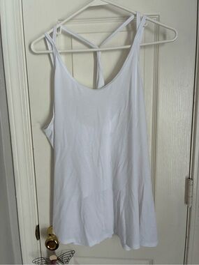 Athleta White Double-Strap Scoop Back Tank